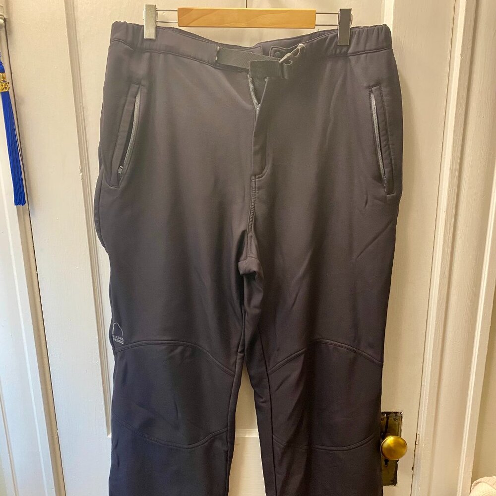Sierra Designs Men’s XXL Black Softshell Fleece-Lined Hiking Snow Pants